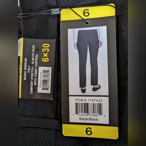 Black pants Mario Serrani Italy stretch-slim fit tummy control Sz 6 - Picture 10 of 10
